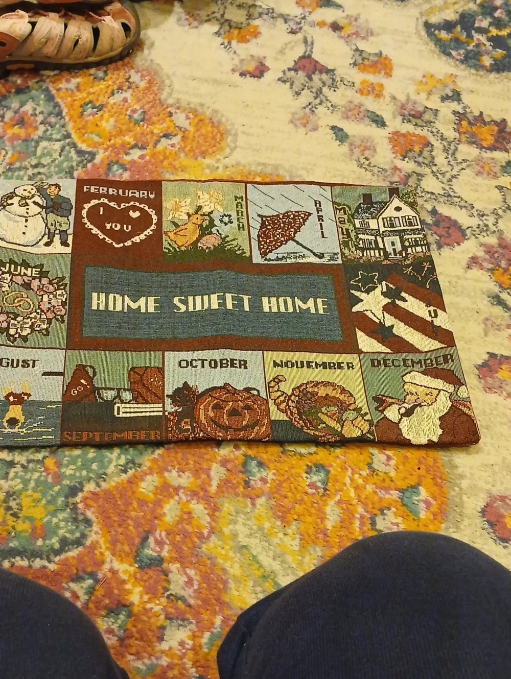 Home Sweet Home Seasonal Panel  Mat - Blue and Brown